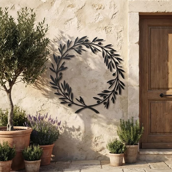 Olive Branch Wreath Metal Wall Art