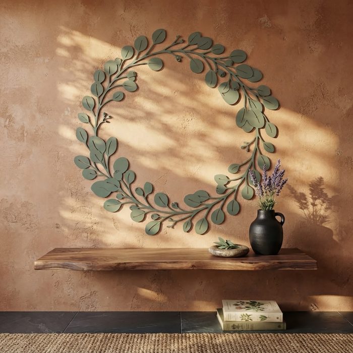 Eucalyptus Wreath Metal Wall Art