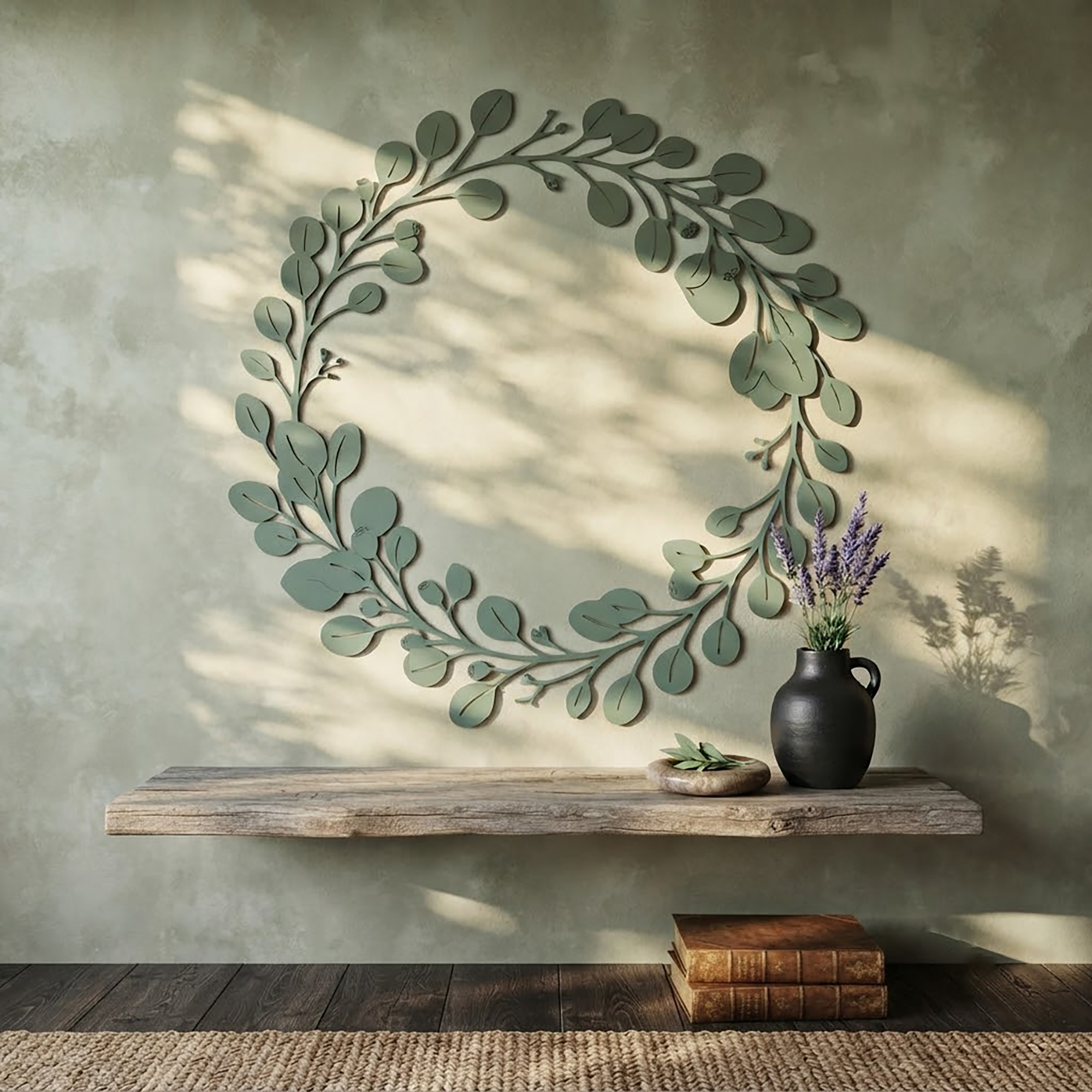Eucalyptus Wreath Metal Wall Art - product view 2