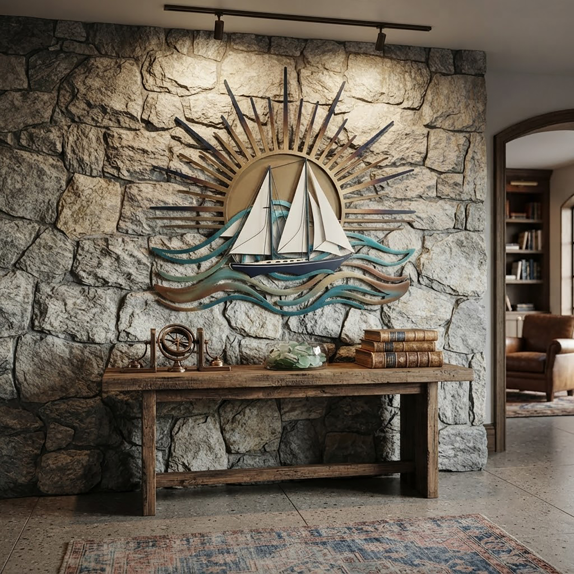 Sailboat Sunset Metal Wall Art - product view 2