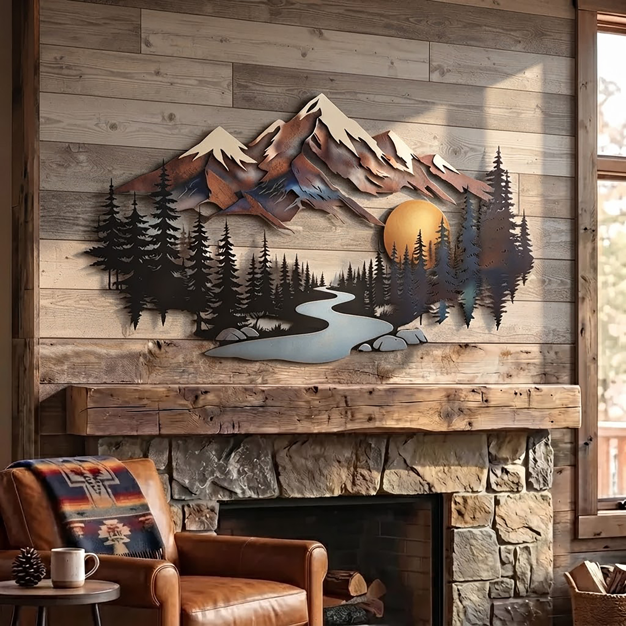 Mountain Forest River Metal Wall Art