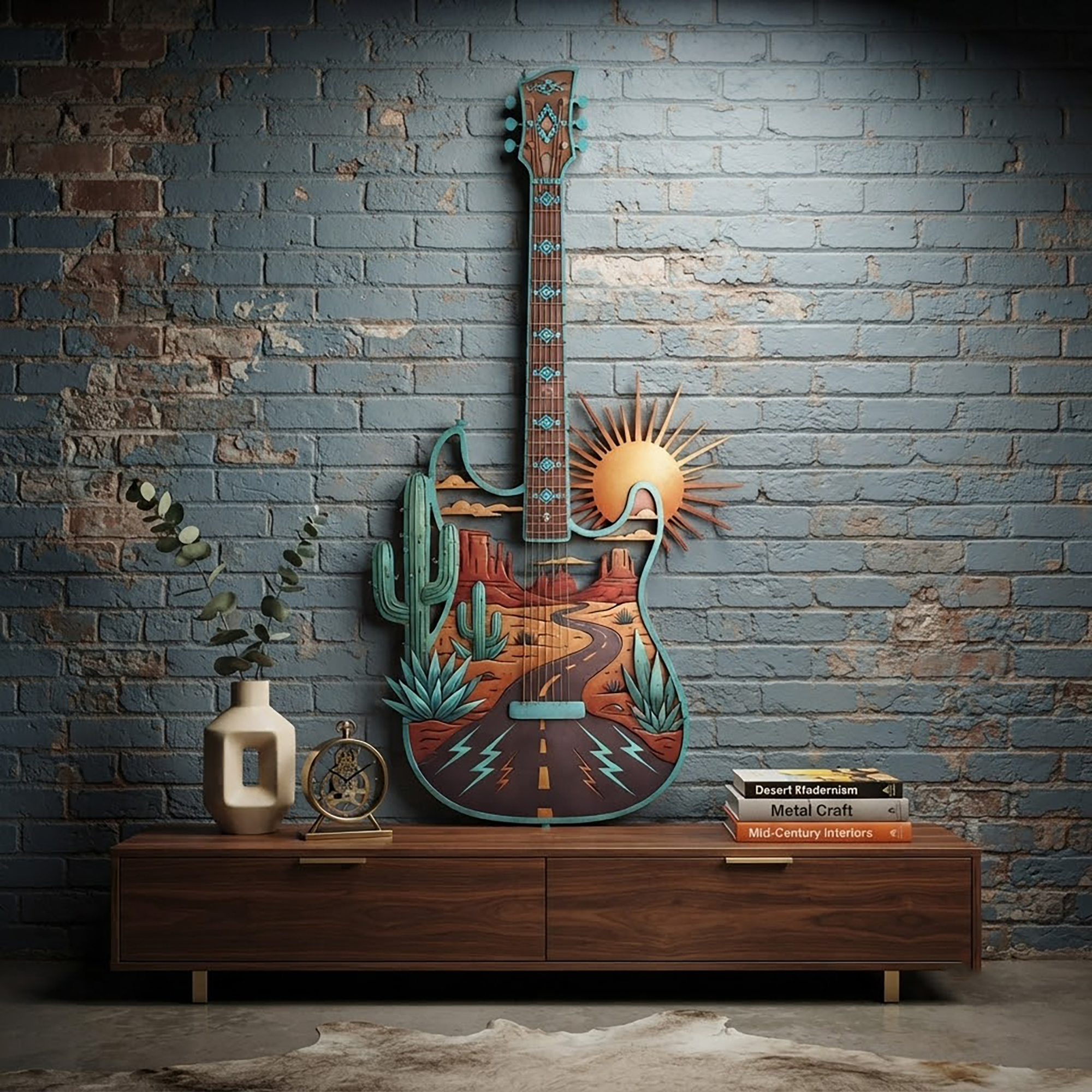 Desert Guitar Metal Wall Art - product view 2