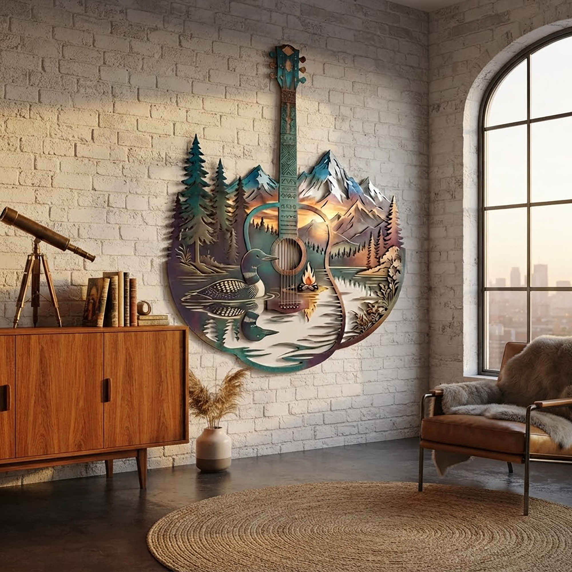 Loon Lake Guitar Metal Wall Art - product view 2