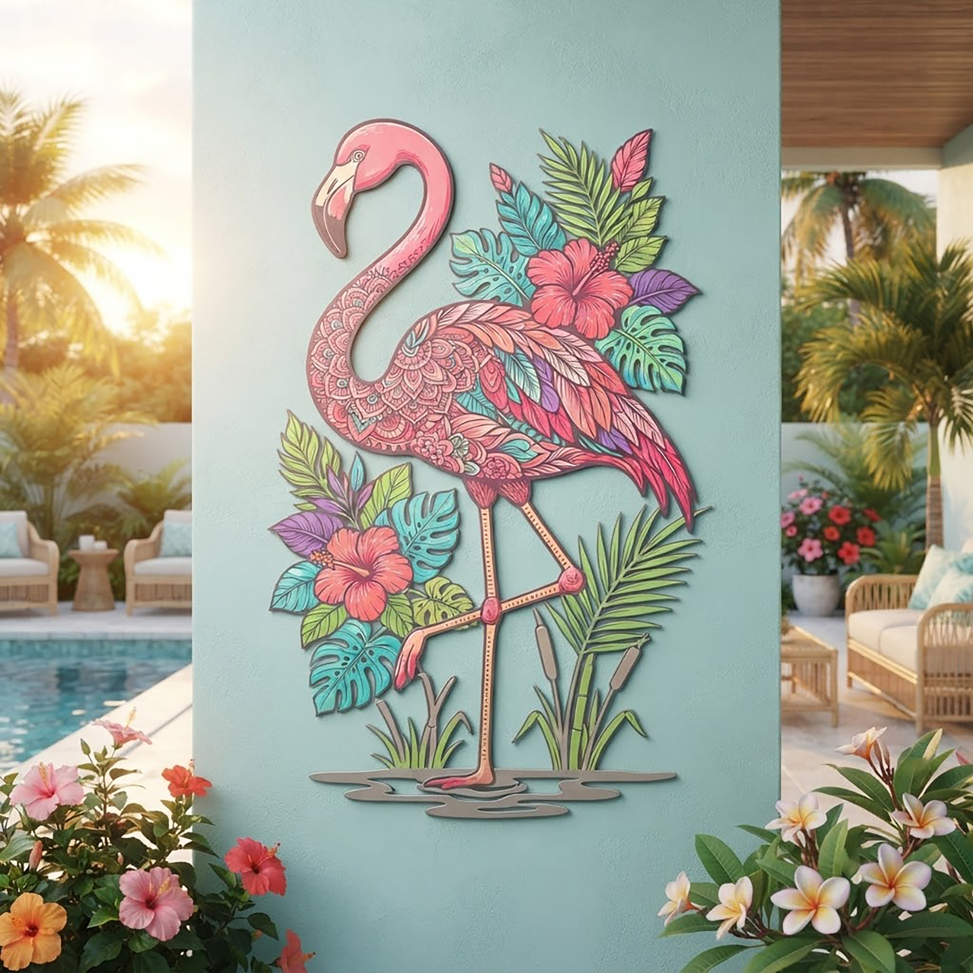 Flamingo Metal Wall Art