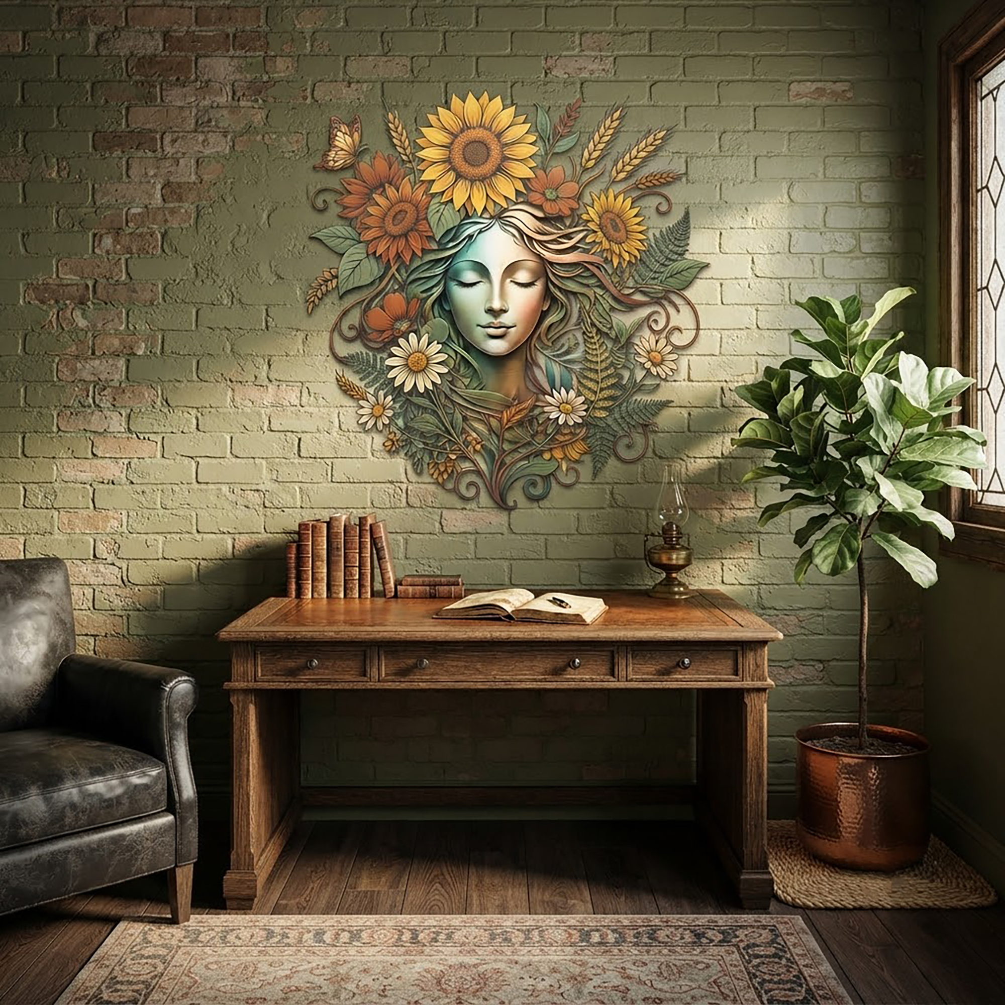 Sunflower Goddess Metal Wall Art - product view 2