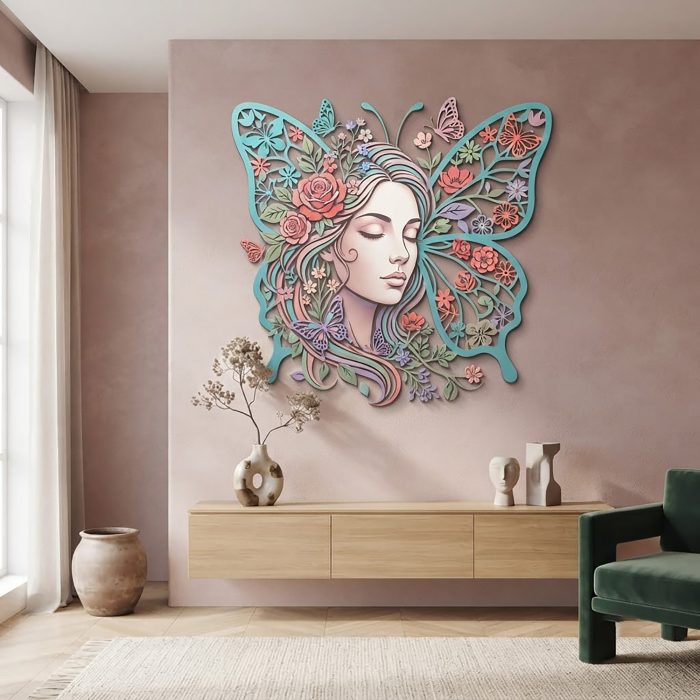 Floral Fairy Woman Metal Wall Art