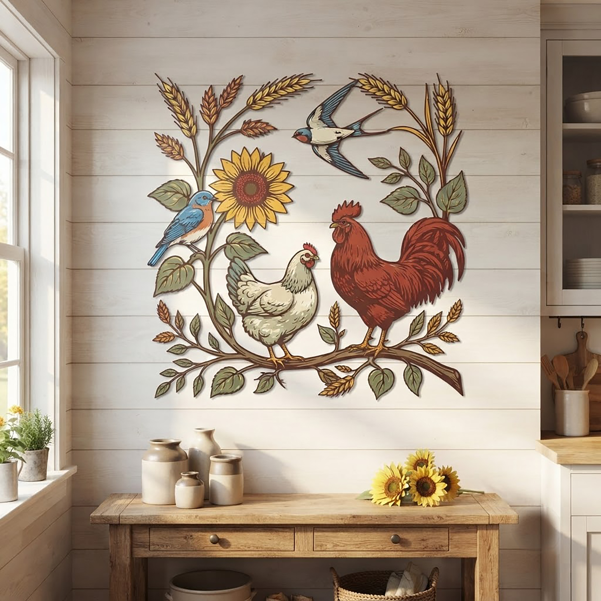 Farmhouse Chicken Metal Wall Art