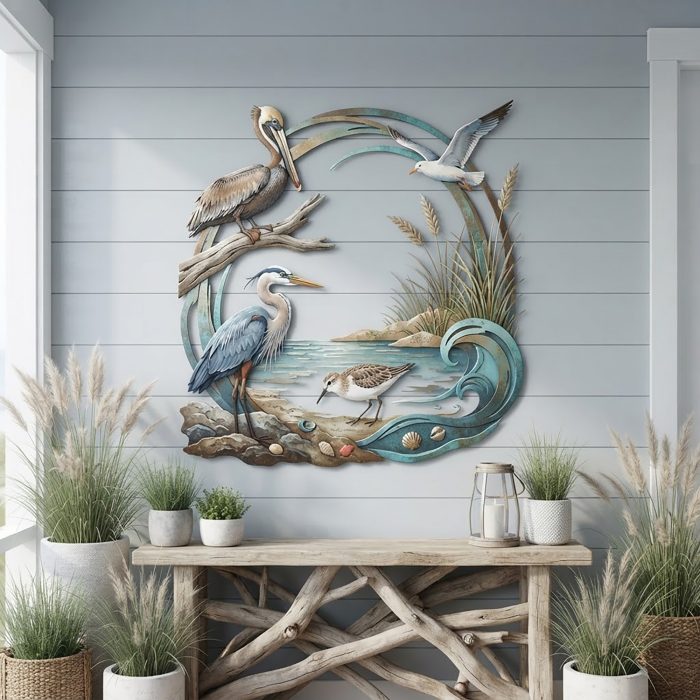 Coastal Birds Metal Wall Art