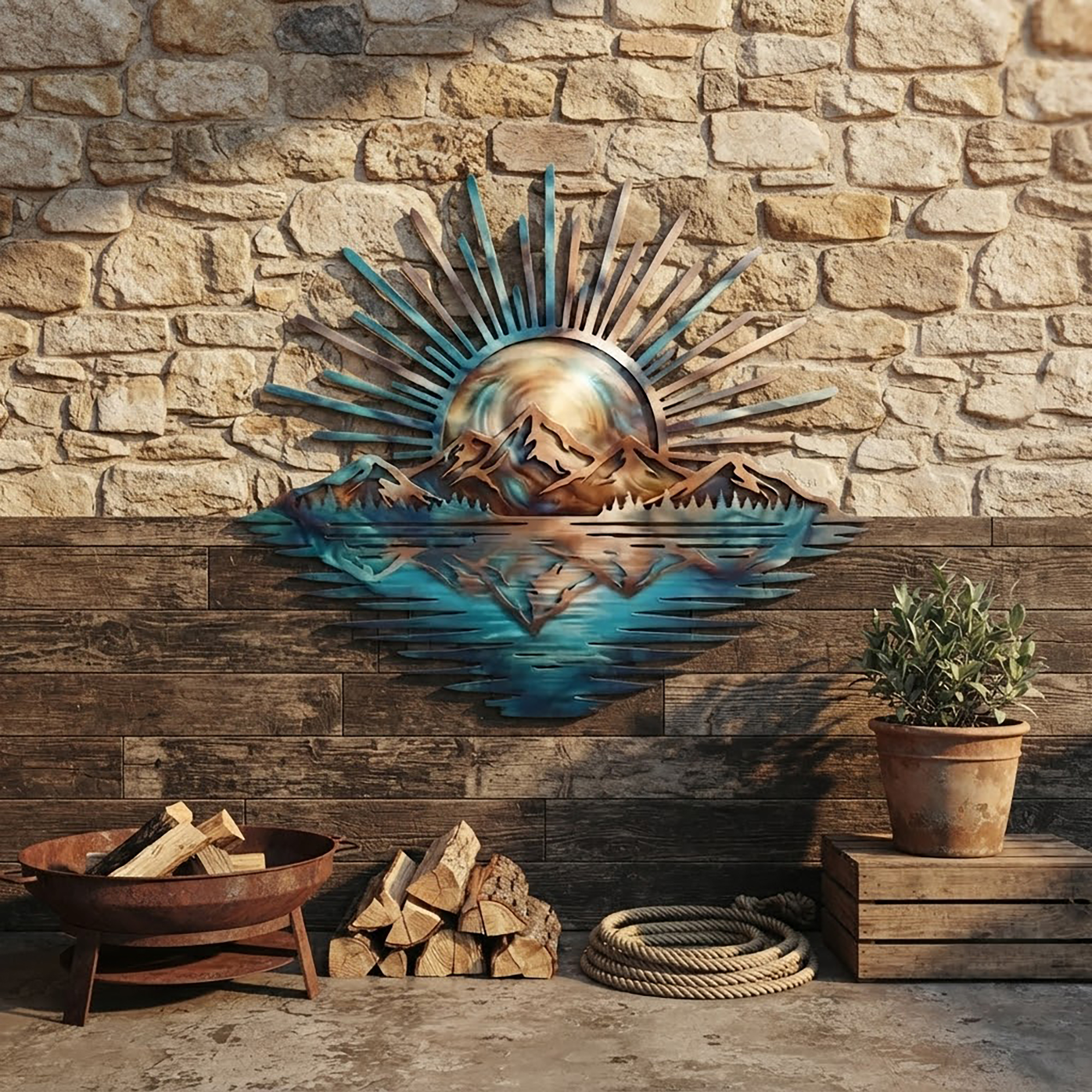 Mountain Sunset Metal Wall Art - product view 2