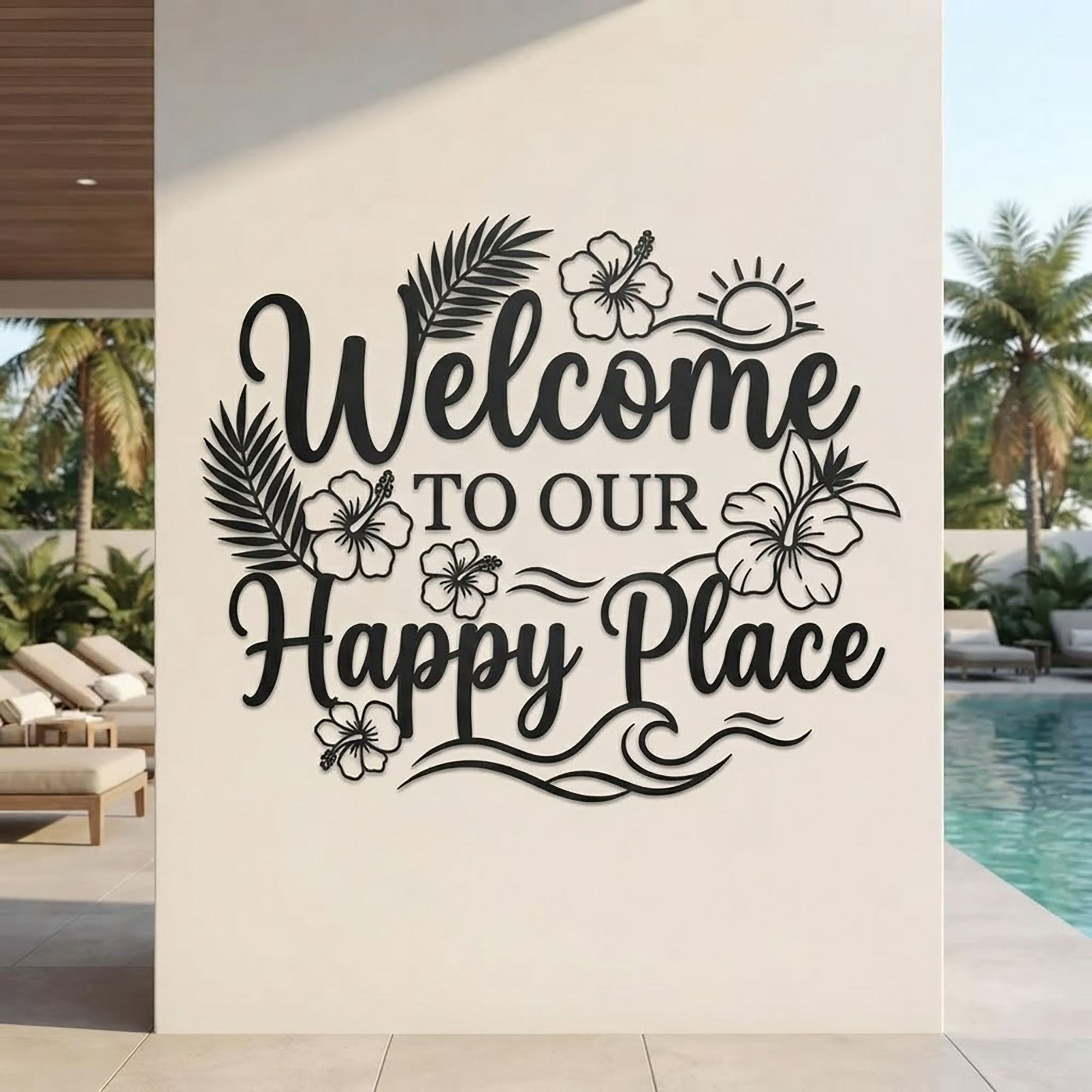 Welcome to Our Happy Place Metal Sign