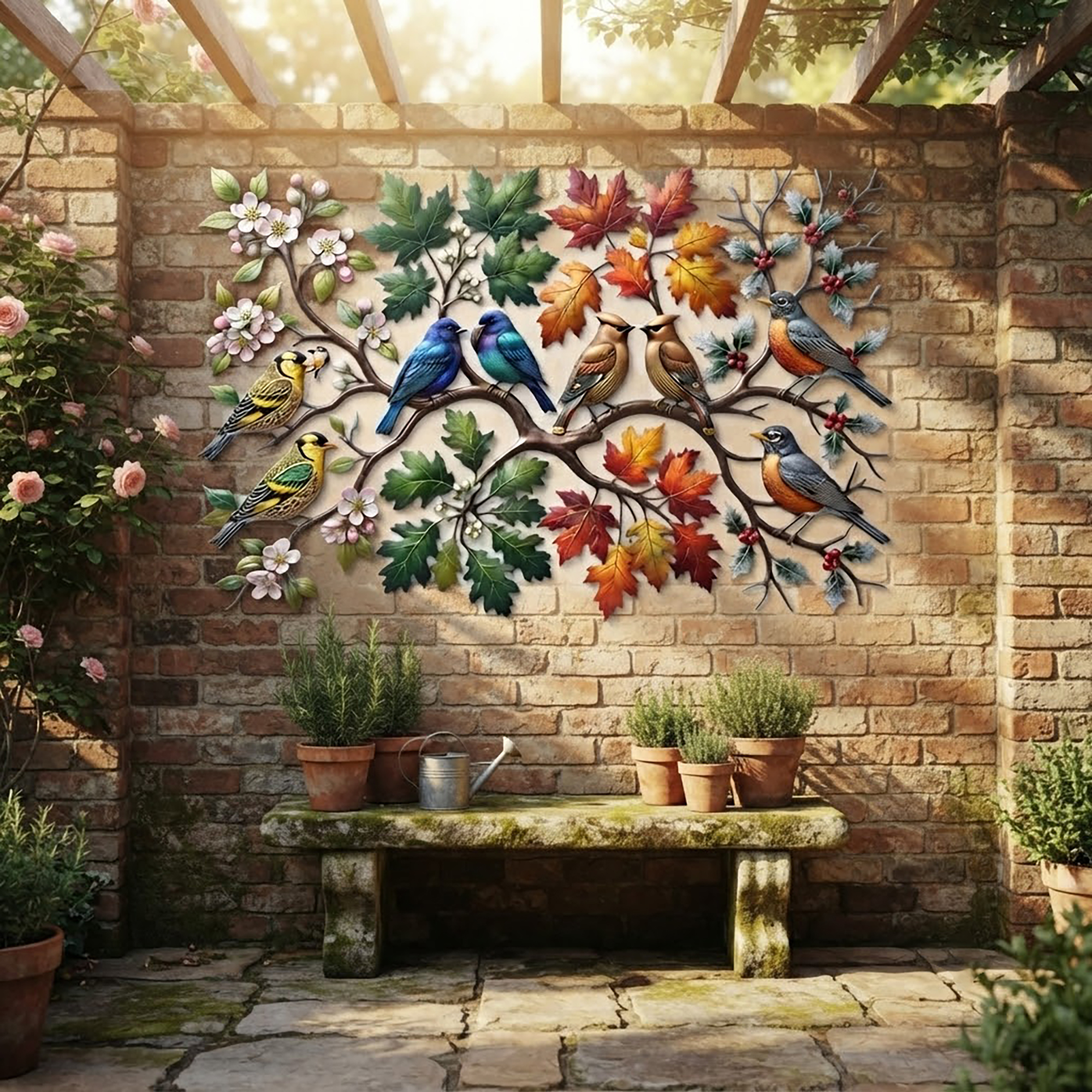 Four Seasons Birds Metal Wall Art - product view 2