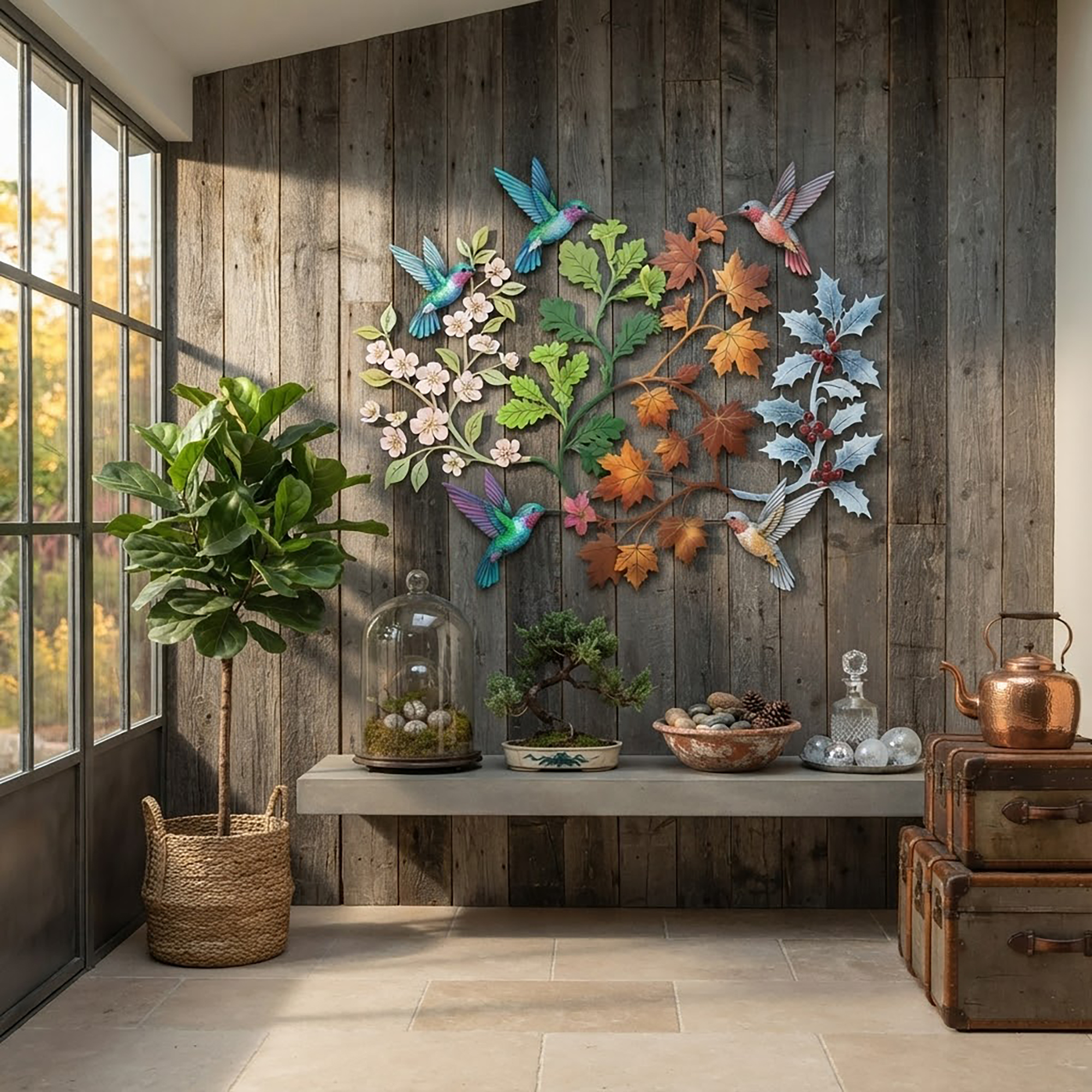 Four Seasons Hummingbird Metal Wall Art - product view 2