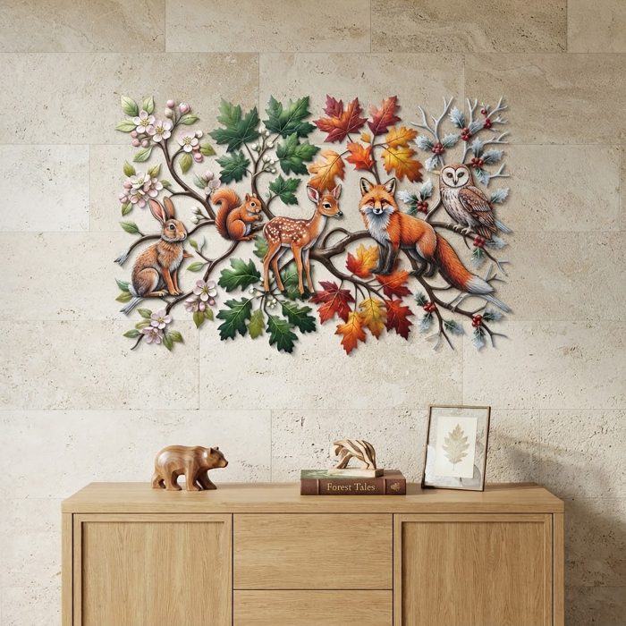 Four Seasons Woodland Animals Metal Wall Art