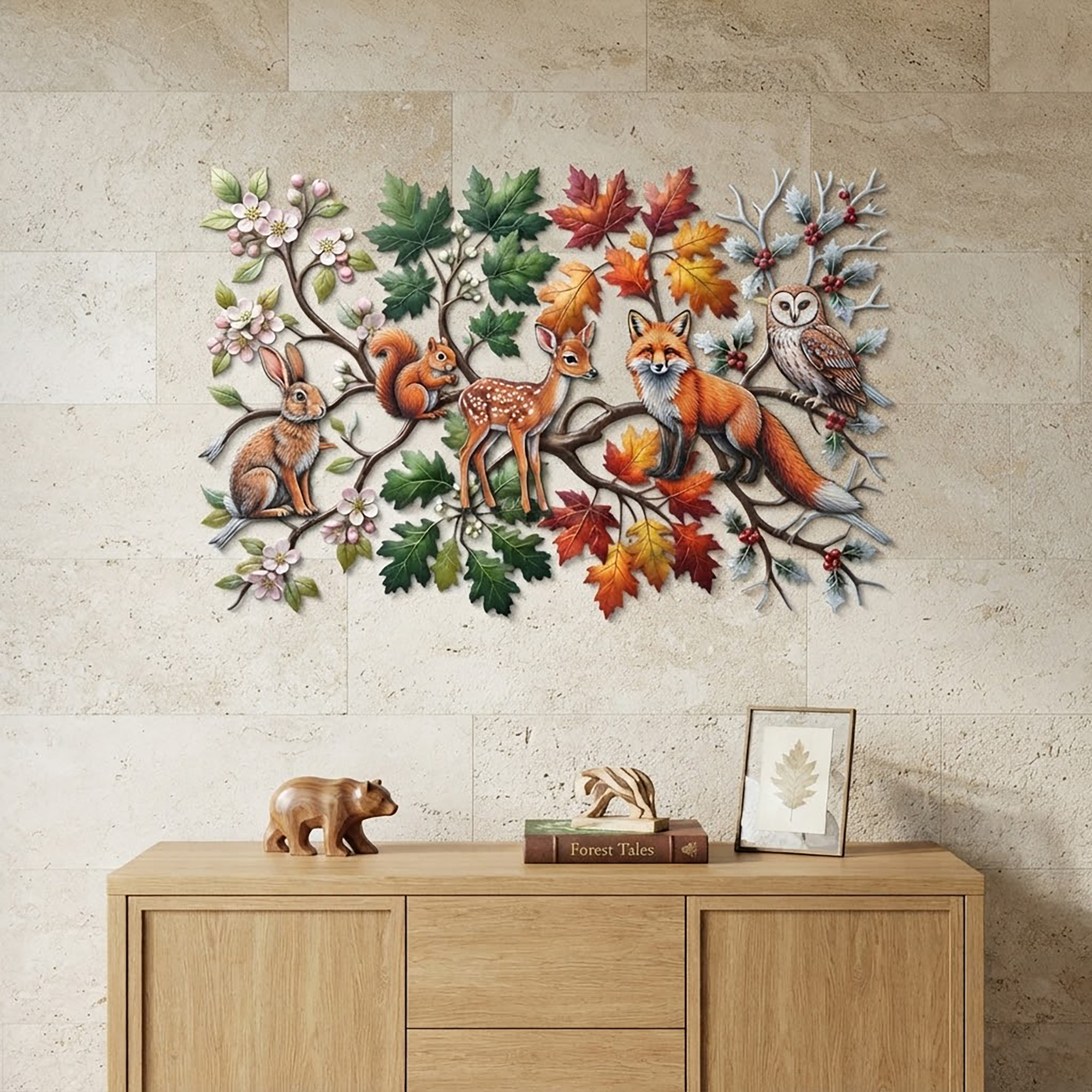 Four Seasons Woodland Animals Metal Wall Art