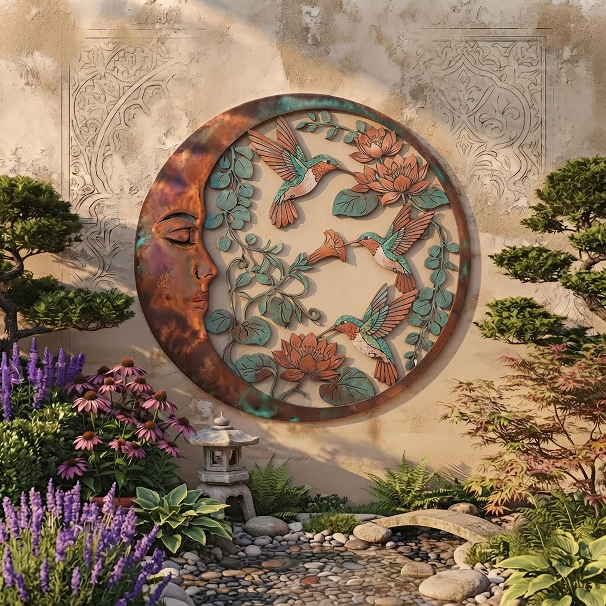 Moon Hummingbird Metal Wall Art