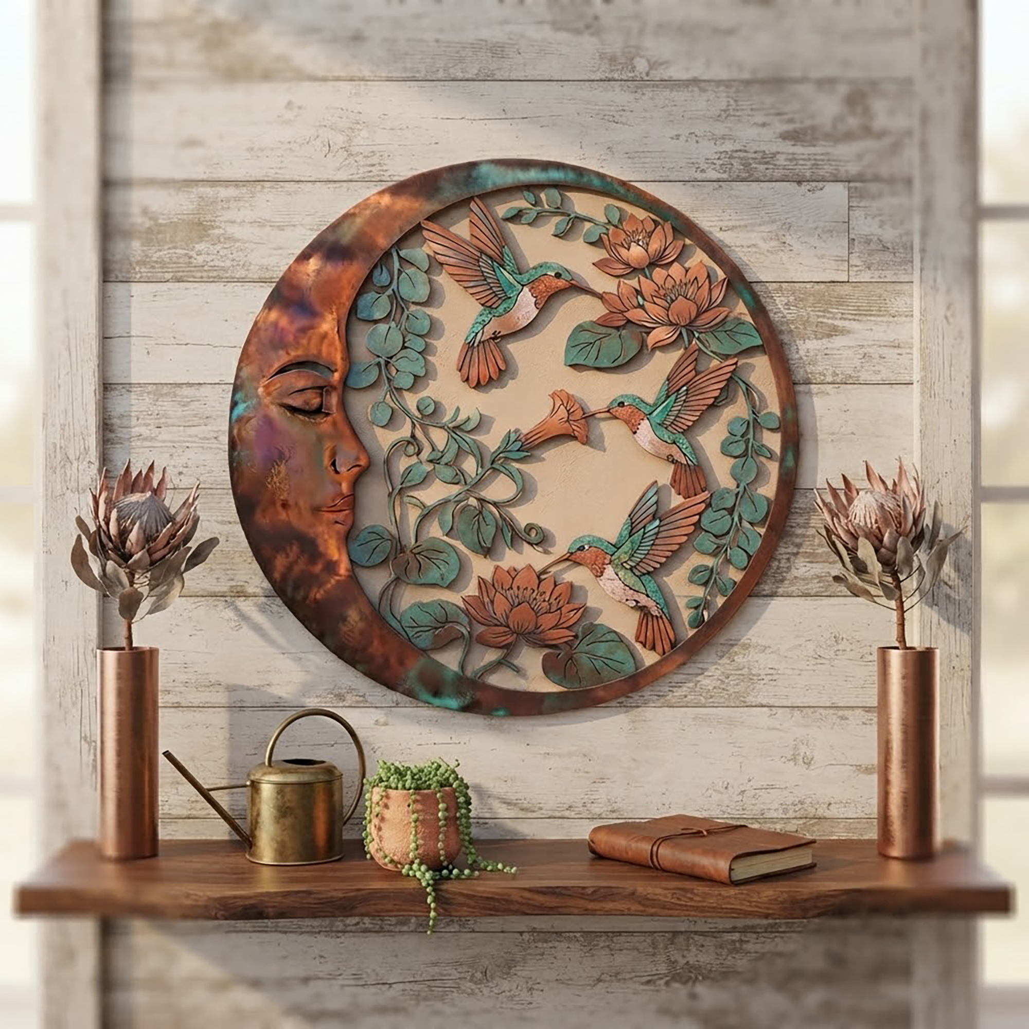Moon Hummingbird Metal Wall Art - product view 2