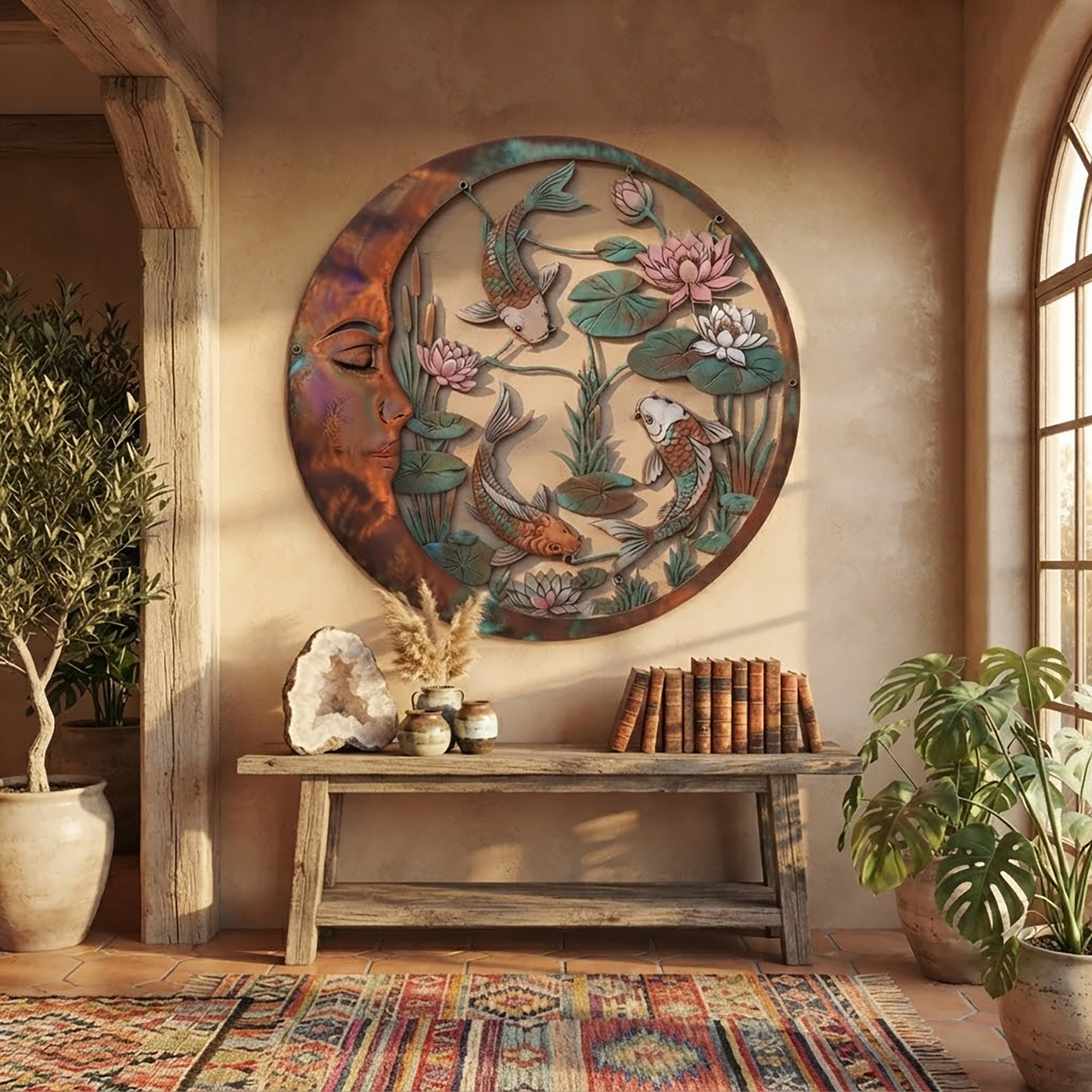 Moon Koi Fish Metal Wall Art - product view 2