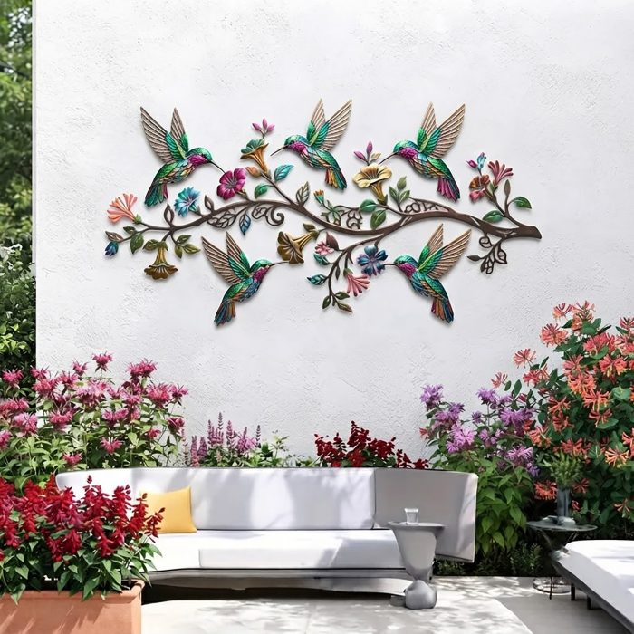 Colorful Hummingbird Metal Wall Art