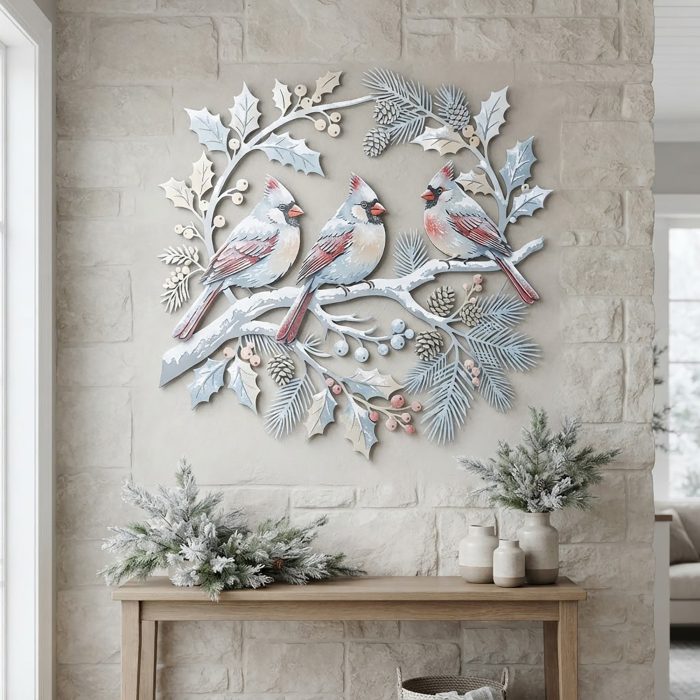 Winter Cardinal Metal Wall Art