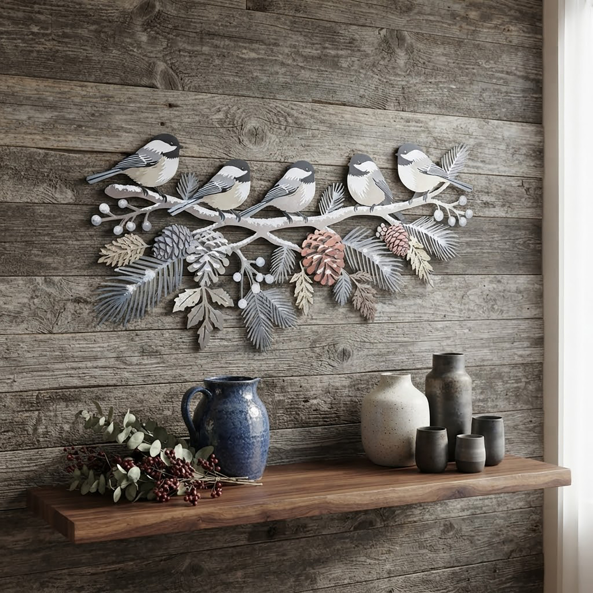 Winter Chickadee Metal Wall Art - product view 2