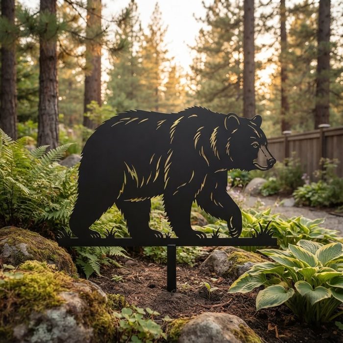 Black Bear Metal Garden Stake