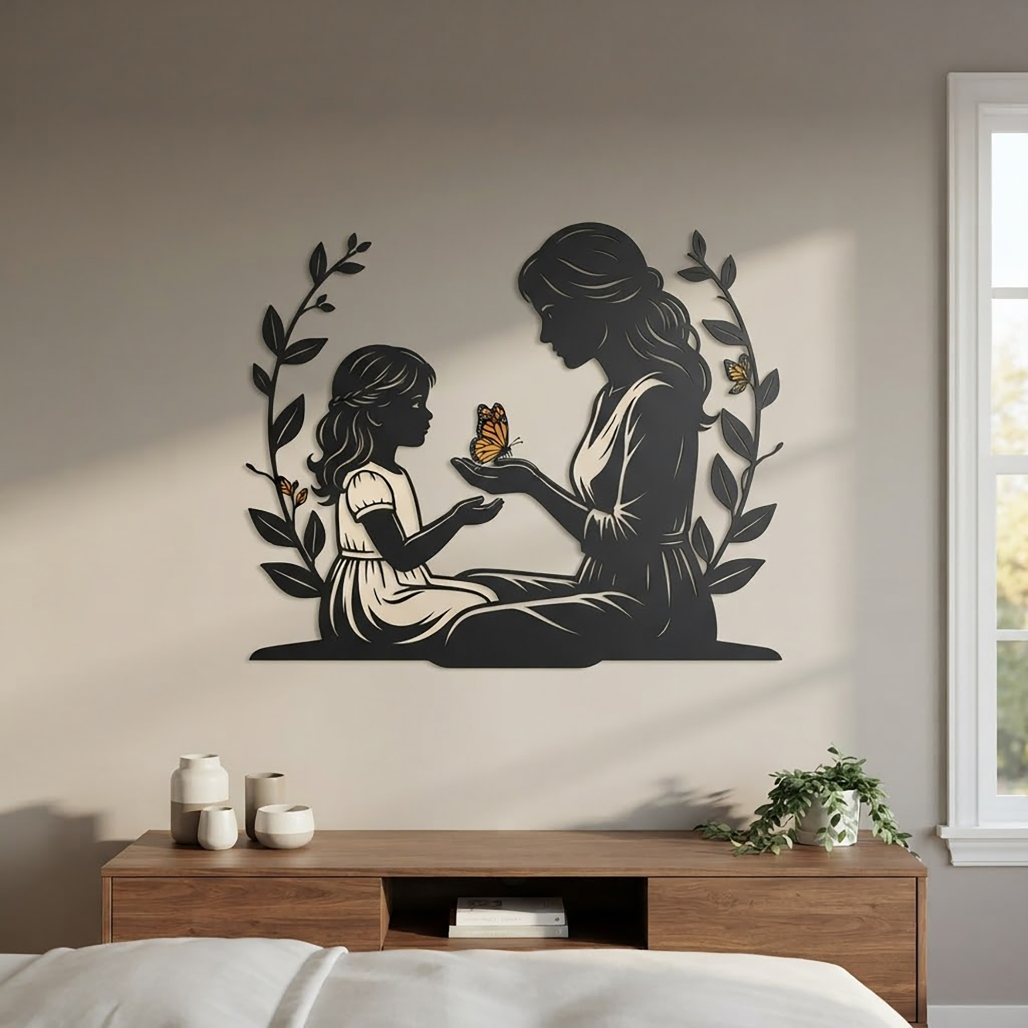 Mother and Daughter Metal Wall Art