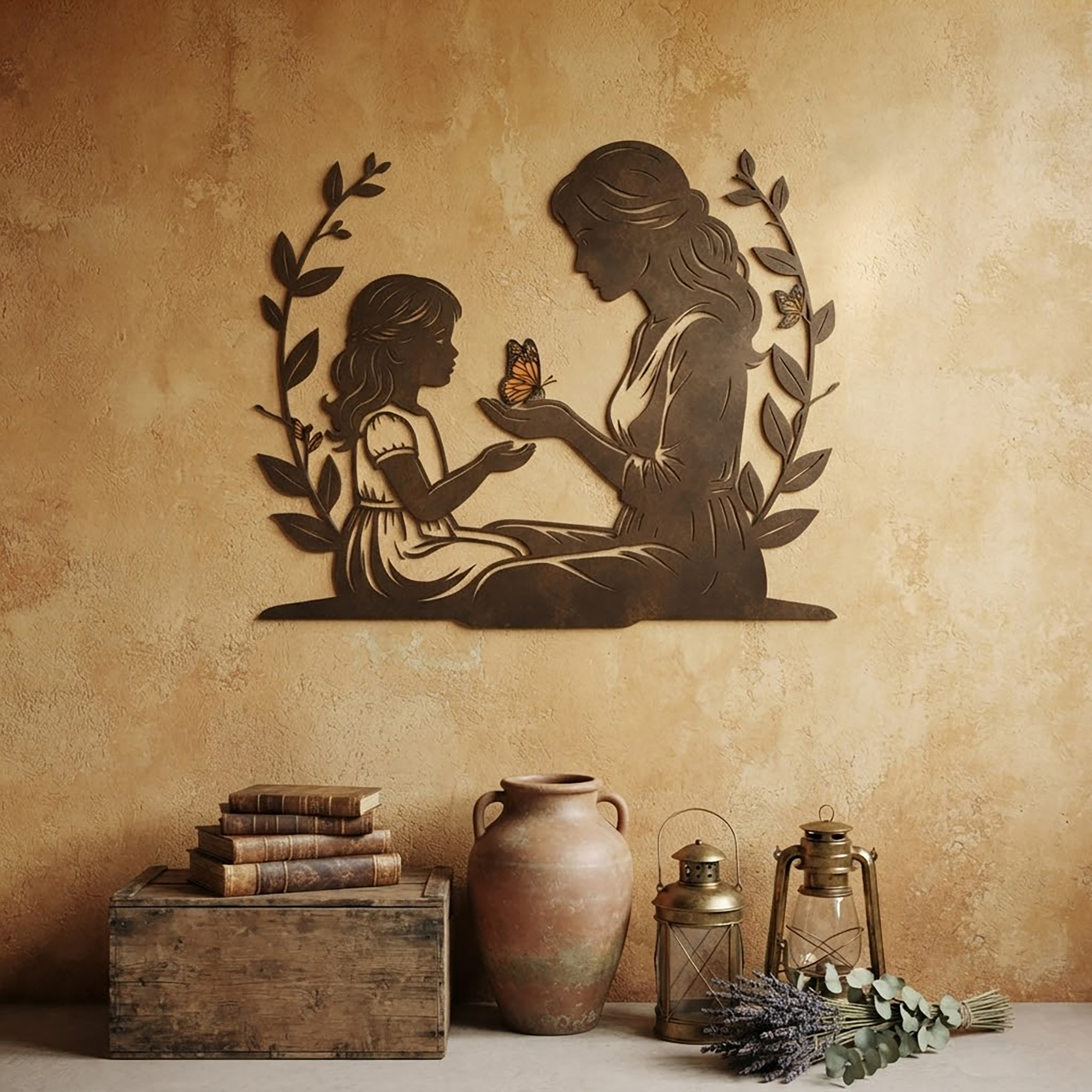 Mother and Daughter Metal Wall Art - product view 2