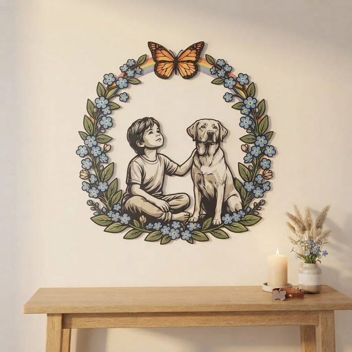 Boy and Dog Metal Wall Art