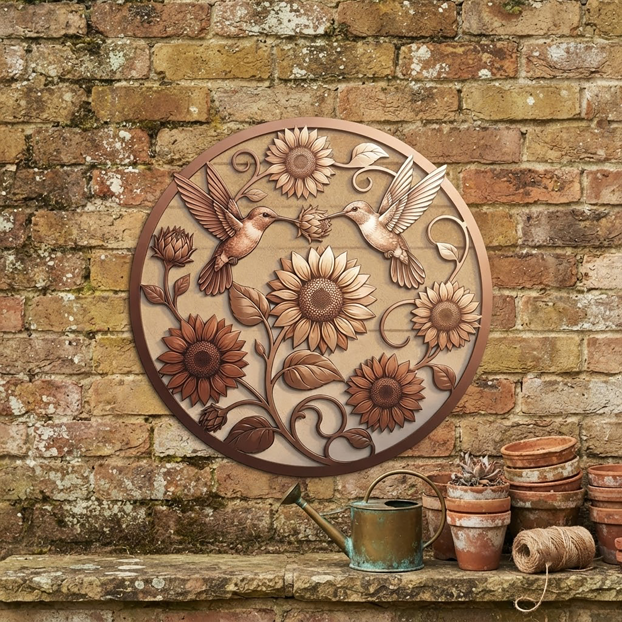 Hummingbird and Sunflower Metal Wall Art - product view 2