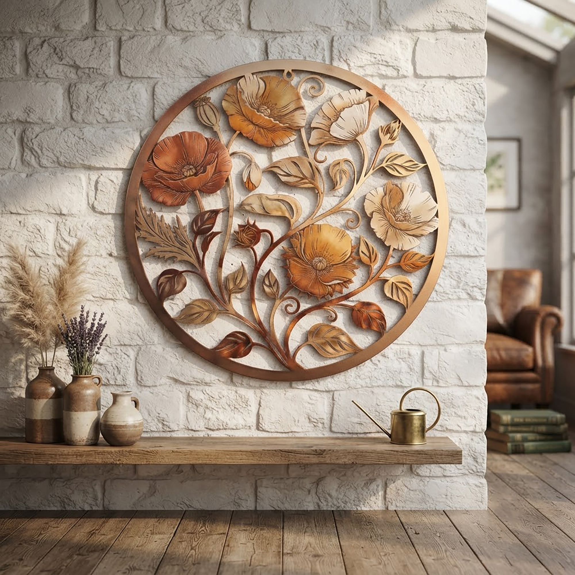 Poppy Flower Metal Wall Art - product view 2