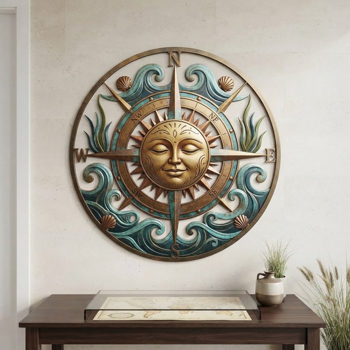 Nautical Compass Rose Metal Wall Art