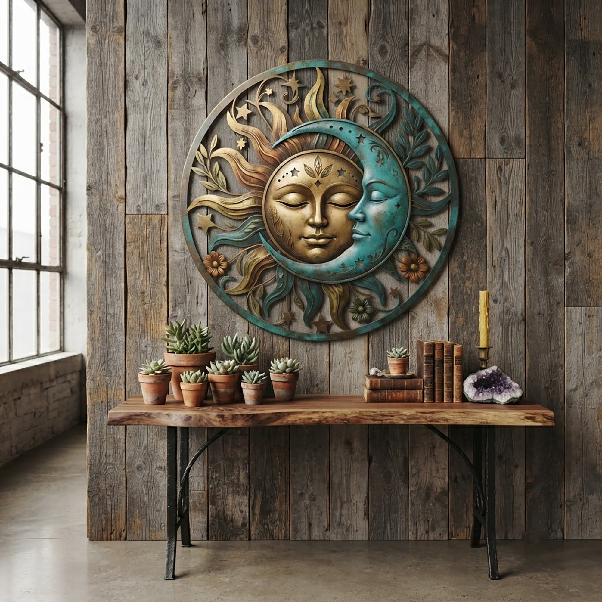 Sun and Moon Metal Wall Art - product view 2