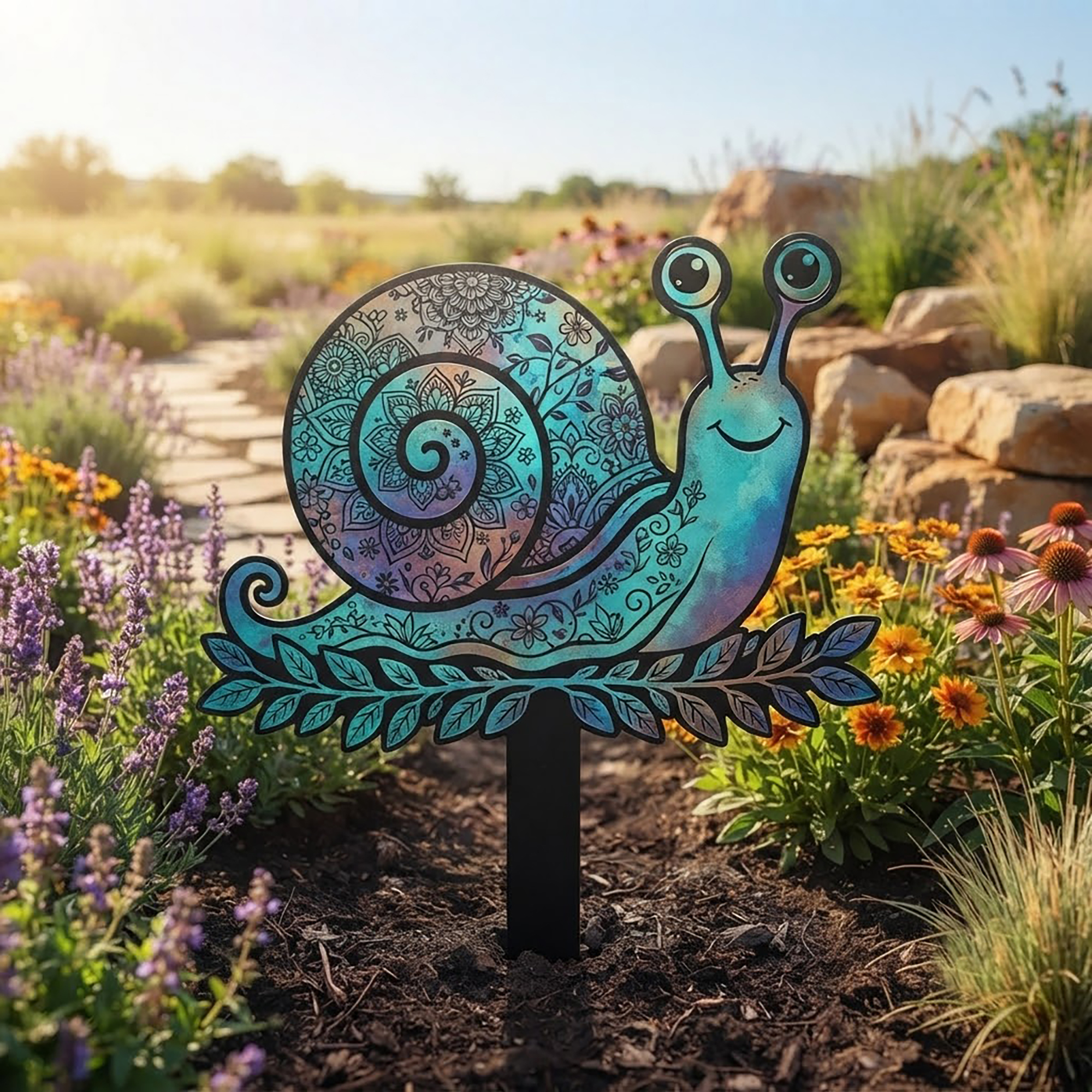 Colorful Snail Metal Garden Stake - product view 2