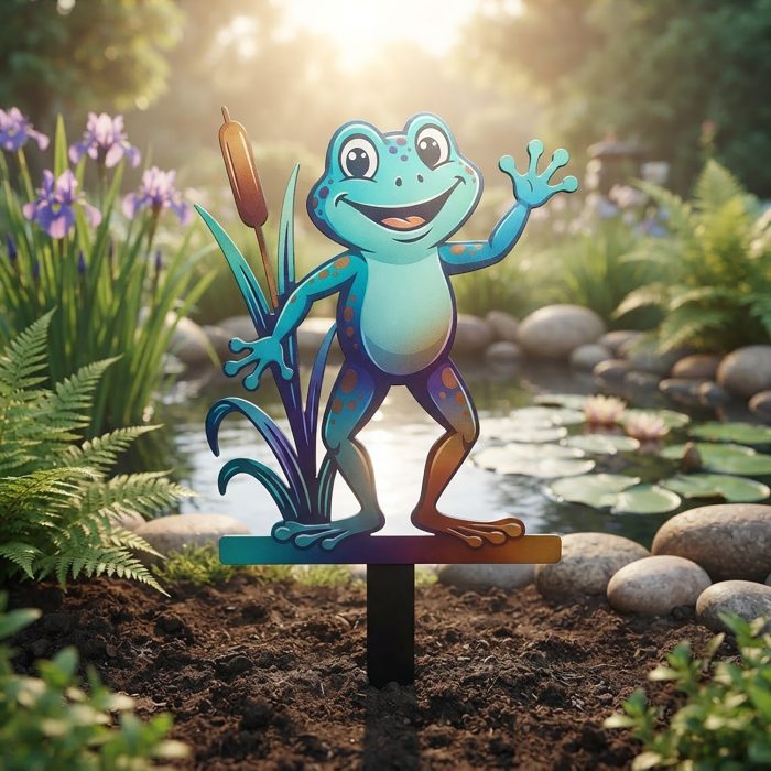 Colorful Frog Metal Garden Stake