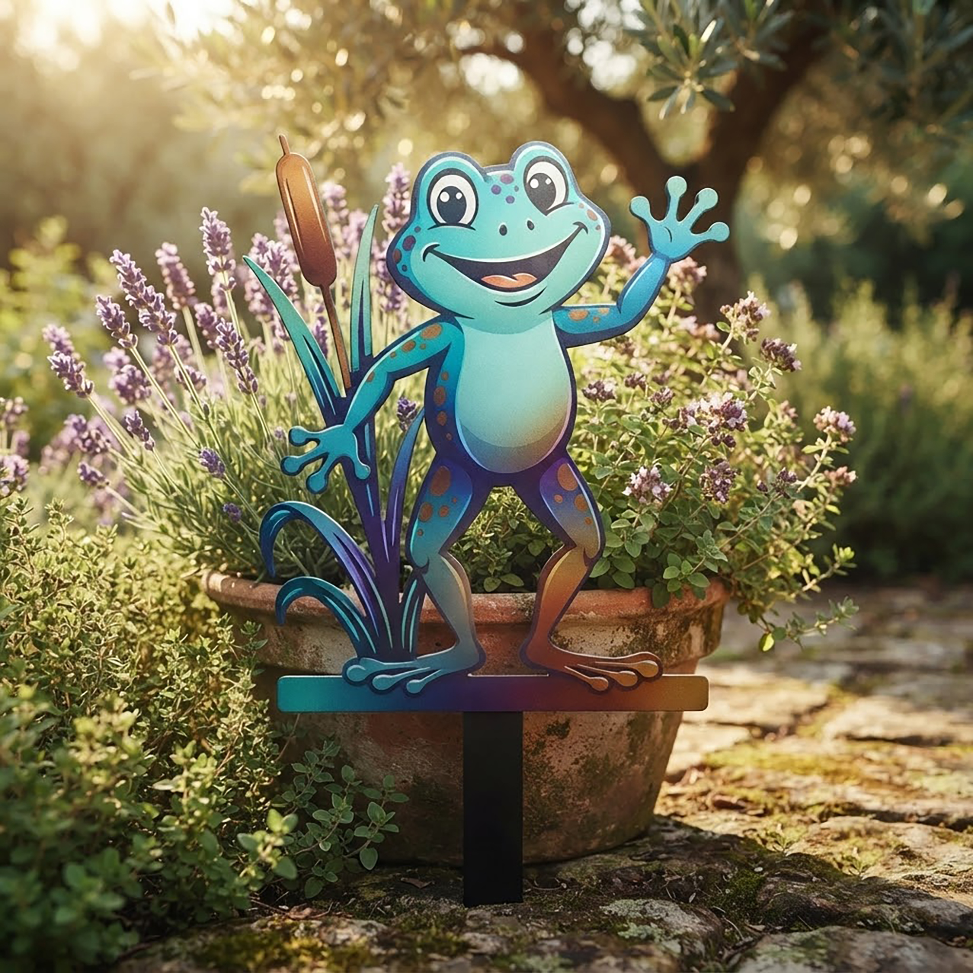 Colorful Frog Metal Garden Stake - product view 2
