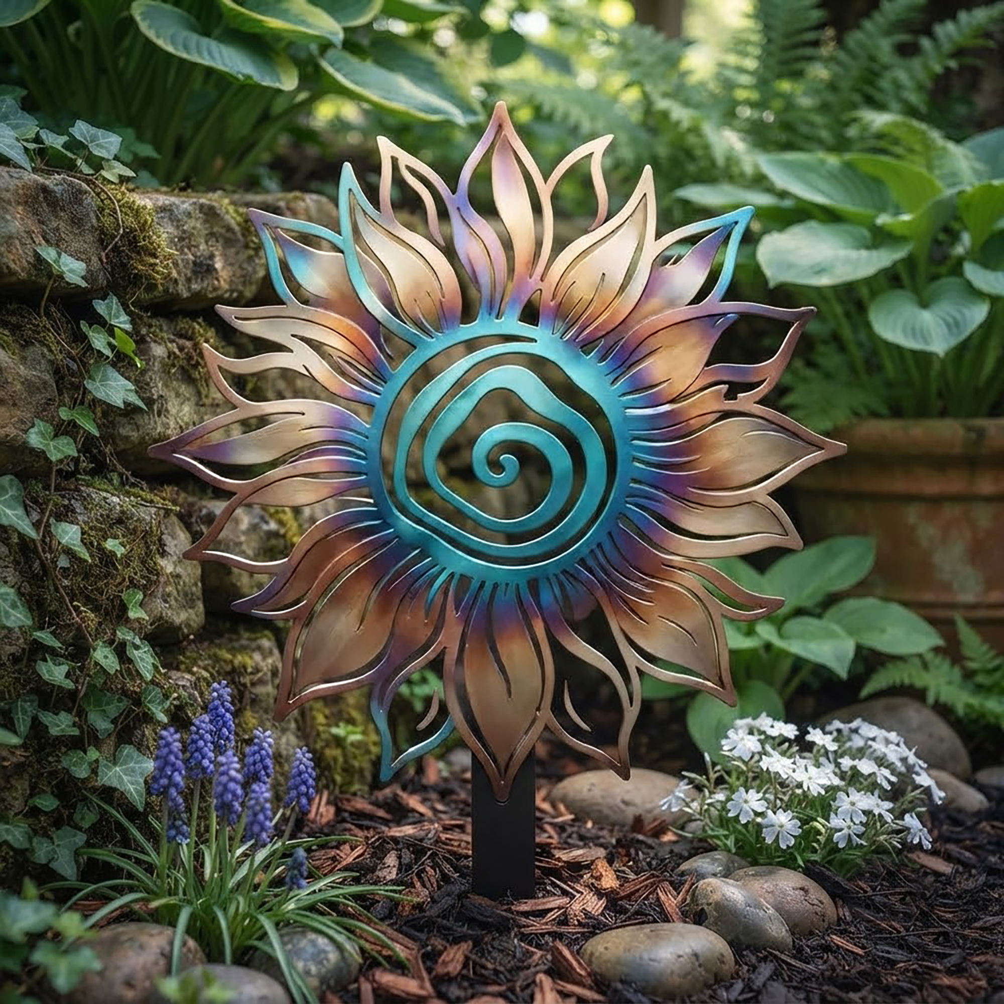 Colorful Sunflower Metal Garden Stake - product view 2