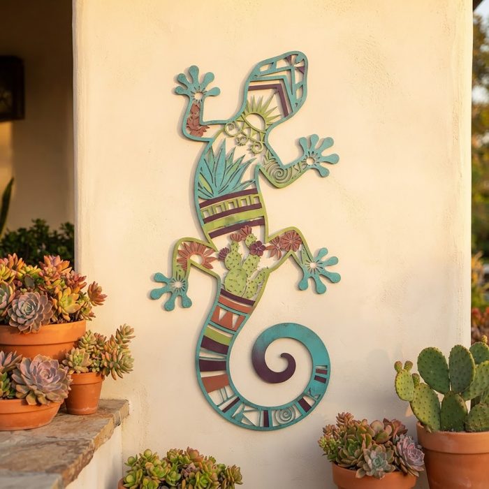 Colorful Gecko Metal Wall Art
