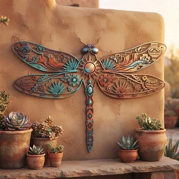 Southwestern Dragonfly Metal Wall Art