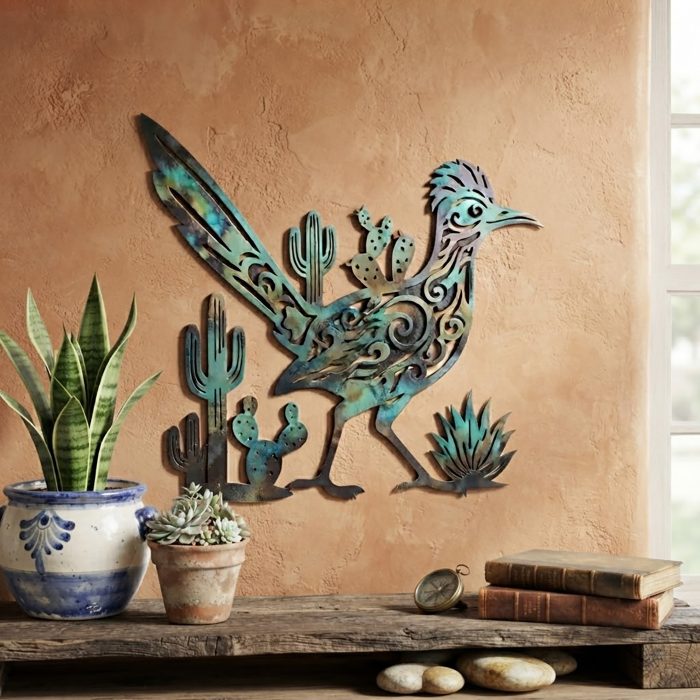 Southwestern Roadrunner Metal Wall Art