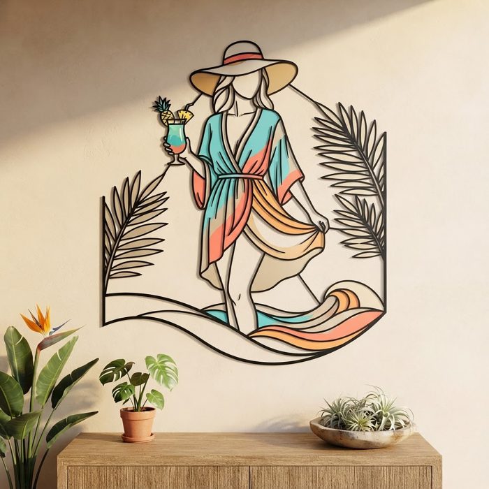 Beach Woman Metal Wall Art