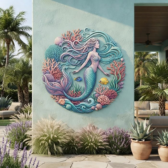 Colorful Mermaid Metal Wall Art