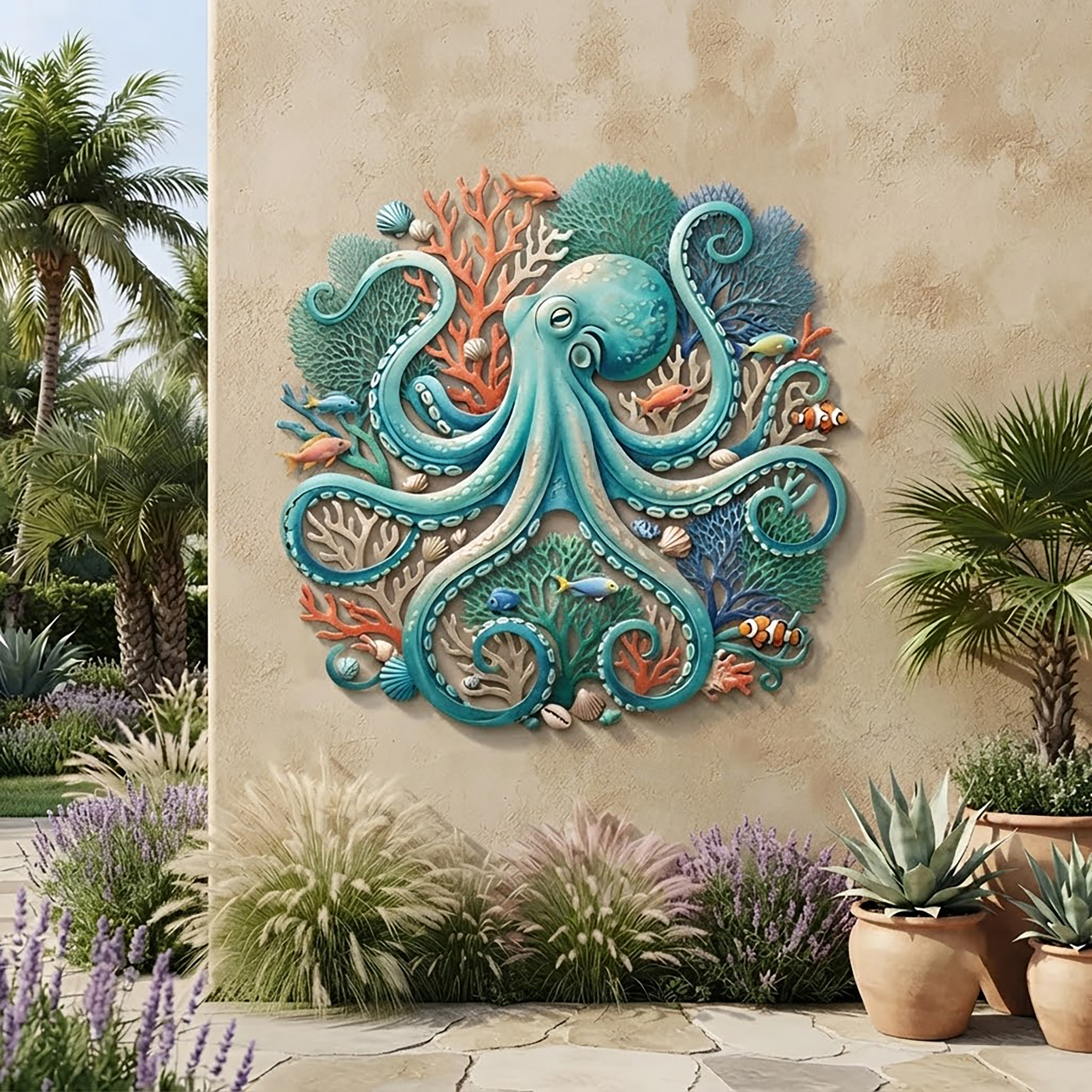 Colorful Octopus Metal Wall Art