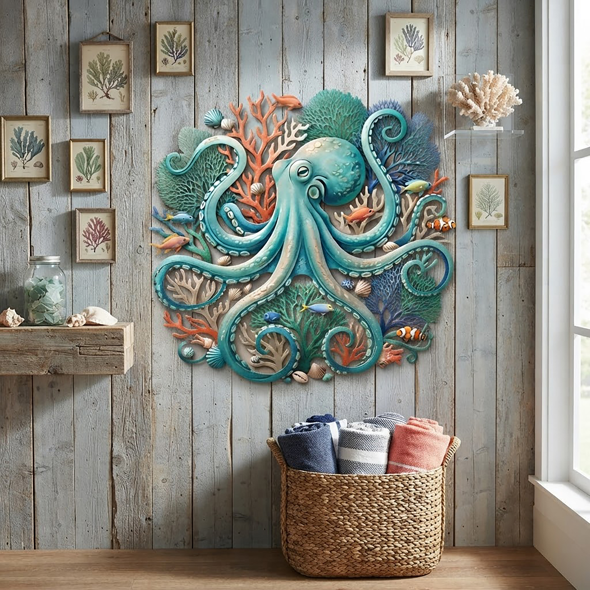 Colorful Octopus Metal Wall Art - product view 2