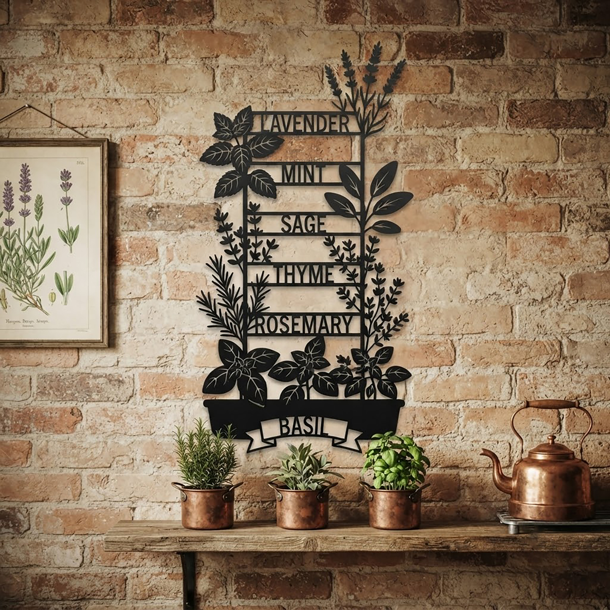 Herb Garden Metal Wall Art - product view 2