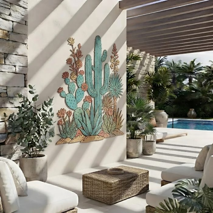 Colorful Cactus Metal Wall Art