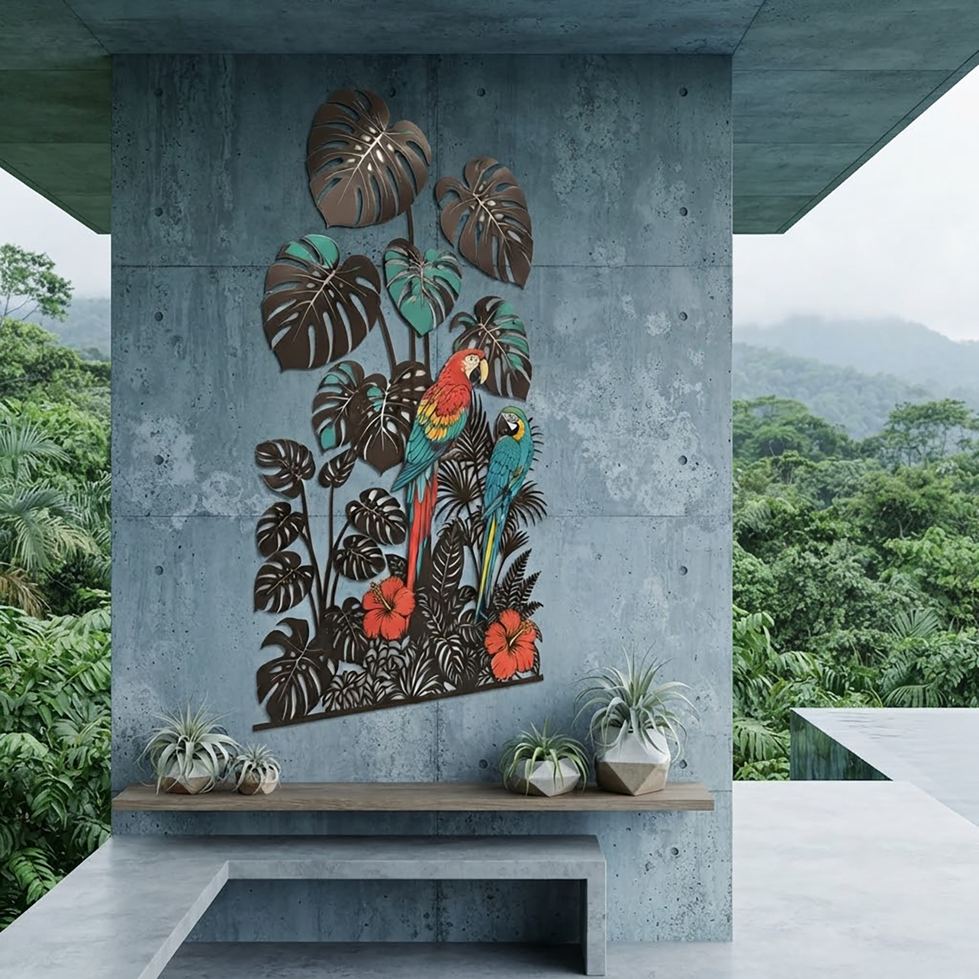 Colorful Parrot Metal Wall Art - product view 2