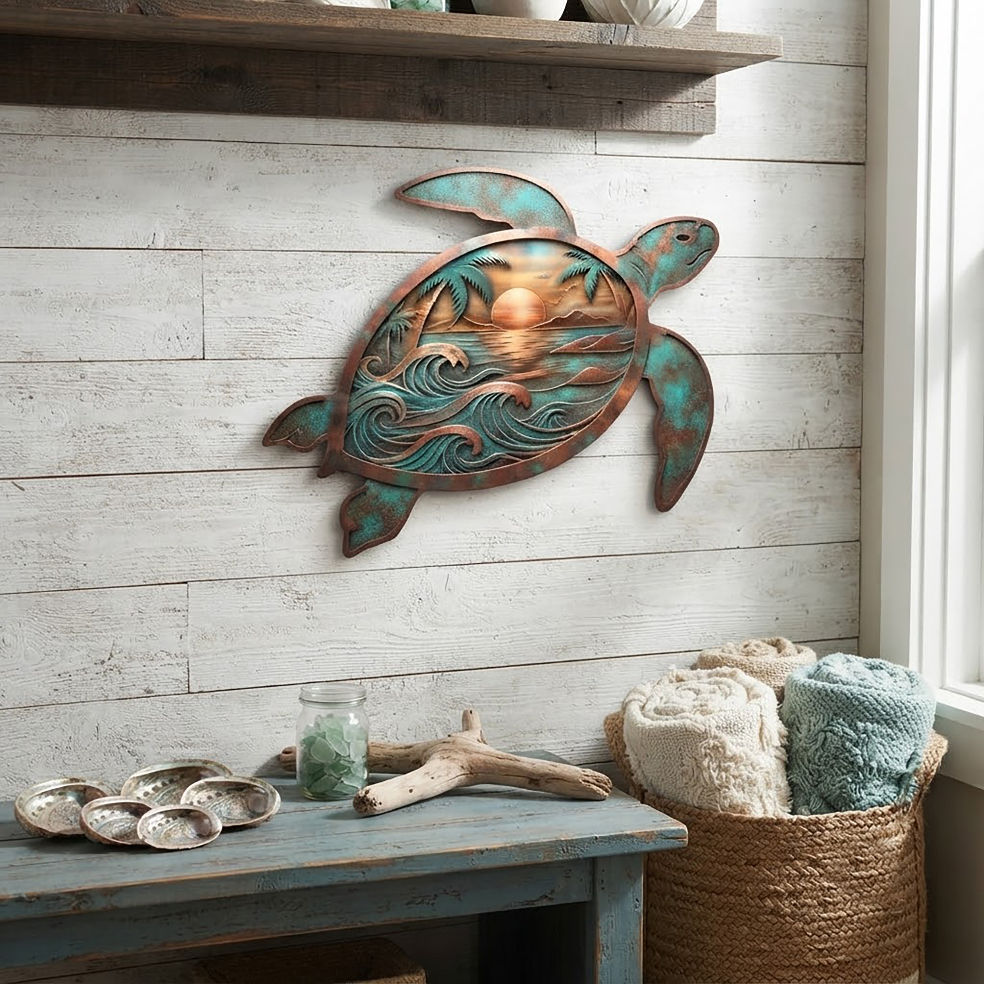 Sea Turtle Metal Wall Art - product view 2