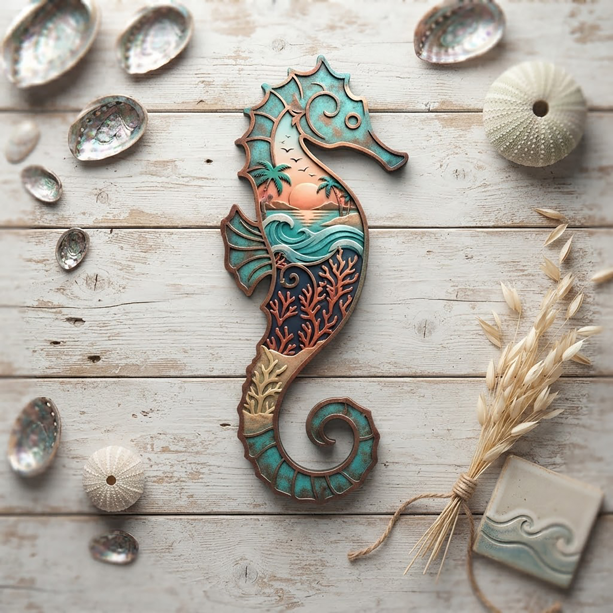 Seahorse Metal Wall Art - product view 2