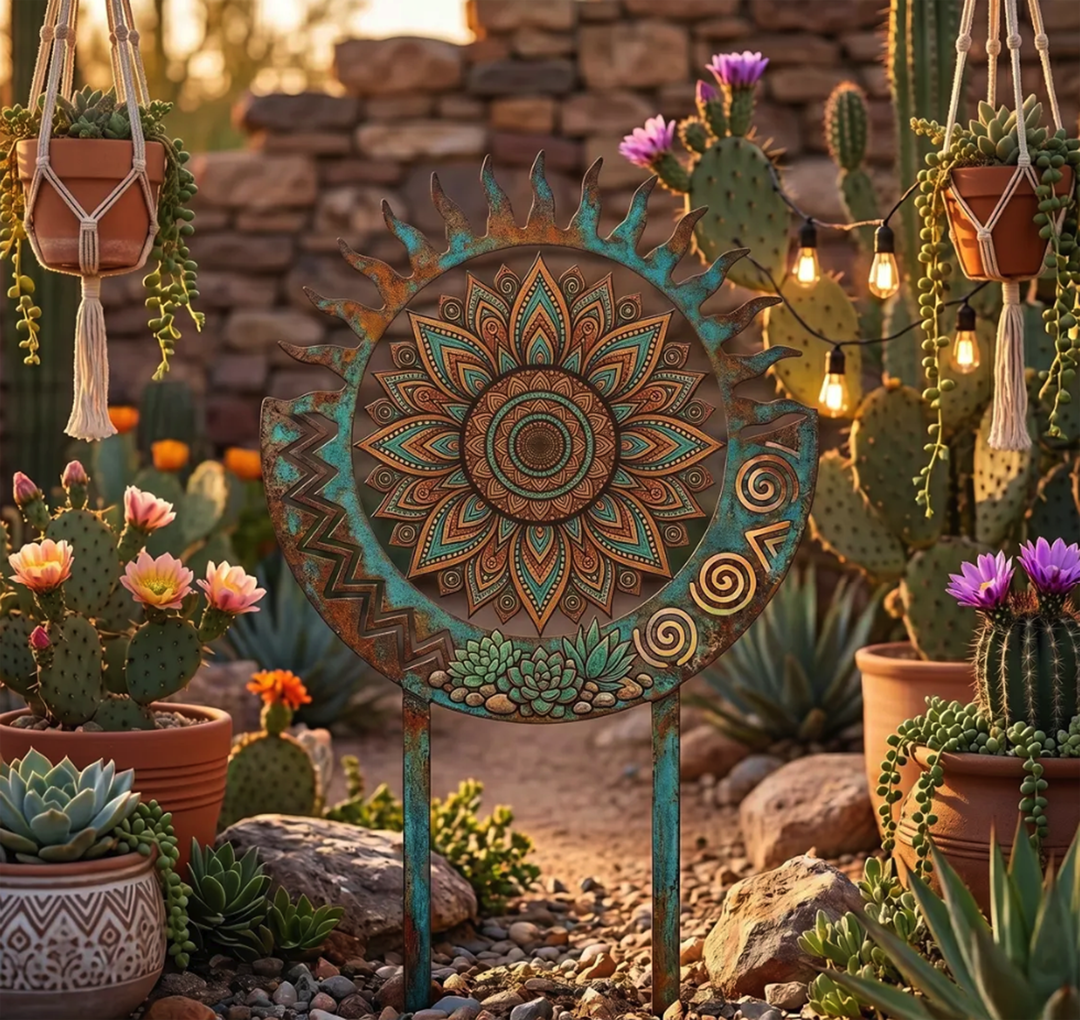 Mandala Sun Metal Garden Stake - product view 4