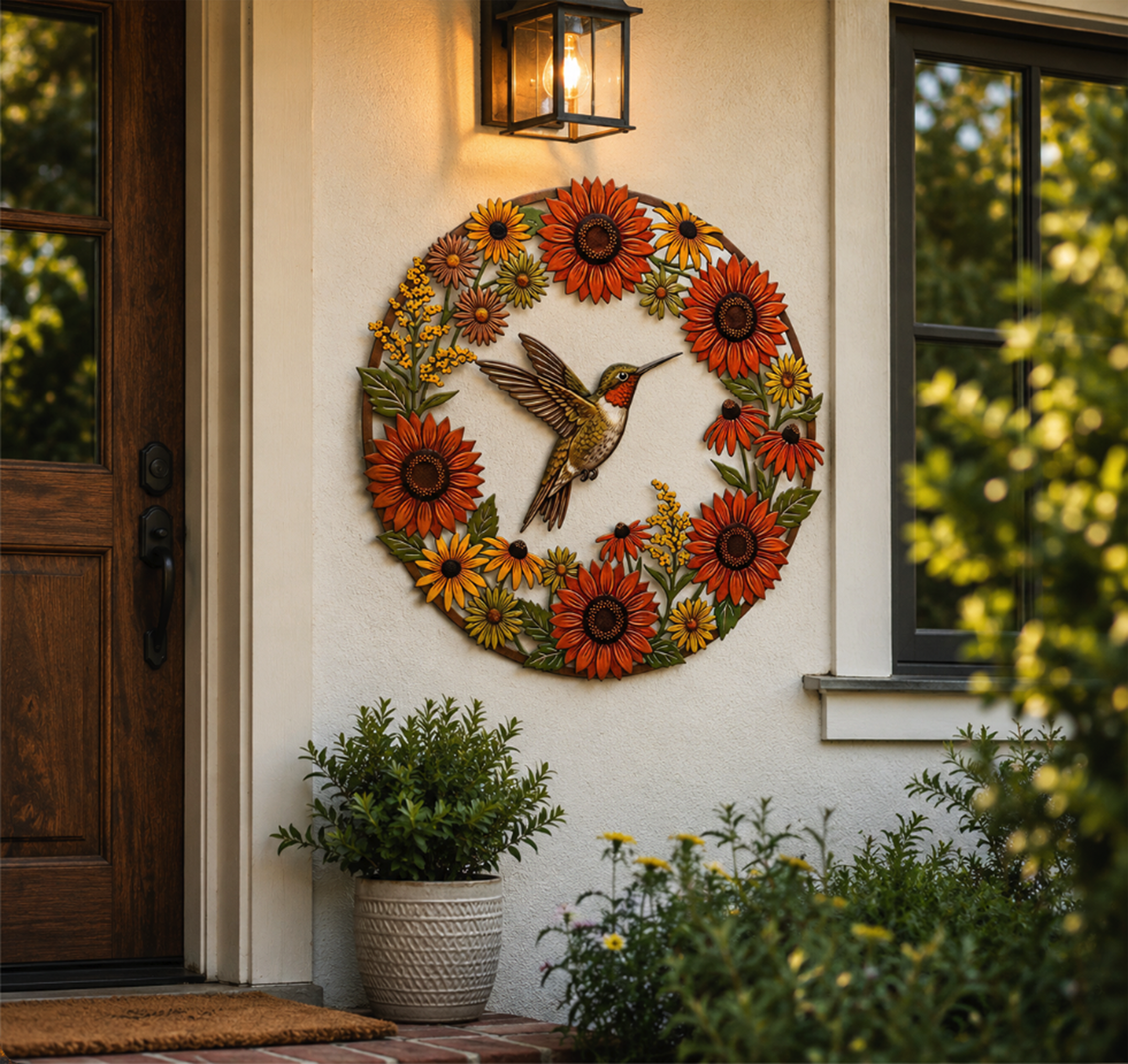 Hummingbird Sunflower Metal Wall Art - product view 2